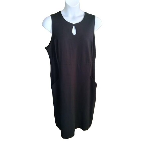 Lands End Womens Black Keyhole Neckline Sleeveless Dress With Pockets Size 20W - Picture 2 of 7